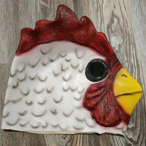 Latex Rooster Head/Hotline Miami Jacket Mask - Picture 3 of 5